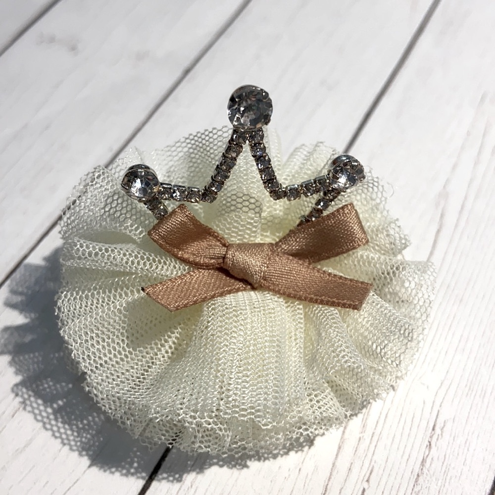 girls princess ivory hair clip crown NEW